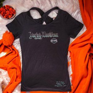 HARLEY DAVIDSON T-Shirt Cross Back Peephole Size LG